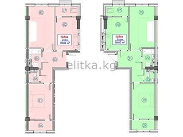 Продажа квартир: 2 комнаты, 71 м², Элитка, 8 этаж, ПСО (под самоотделку)