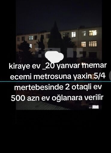 xalqlarda kiraye evler: 20 yanvar ve memar ecemi metrolarına piyada mesafesi olan 5/4