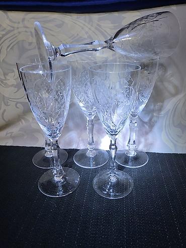 murano staklo: Lux kristal case za vino iz 60ih god,rucni rad Peill i Putzler — 1
