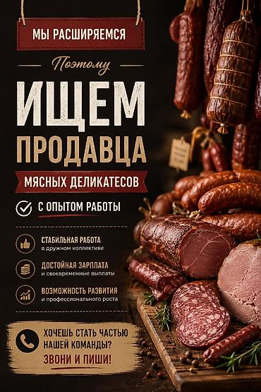рабоа: Вакансия: продавец Женщина мясных деликатесов Ищем продавца с опытом — 1