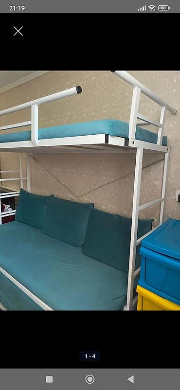 двухярусный диван: Двухъярусная кровать, Б/у, С выкатной системой — 1
