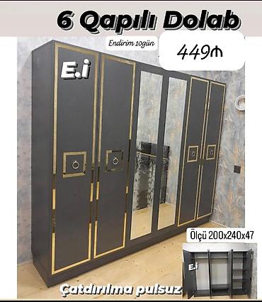 qapi: 6 qapılı dolab - Ölçü: 200 x 240 x 47 sm - Rəng: tünd boz/qara — 1