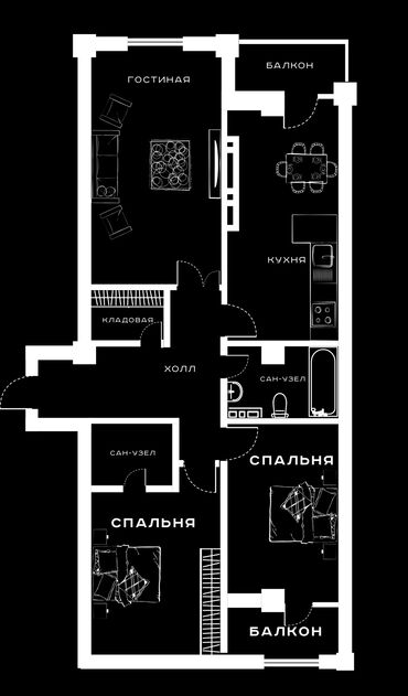 Продажа квартир: 3 комнаты, 100 м², Элитка, 12 этаж, ПСО (под самоотделку)