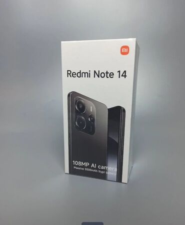 телефон redmi 13c: Redmi, Redmi Note 14, Жаңы, 128 ГБ, түсү - Кара, 2 SIM