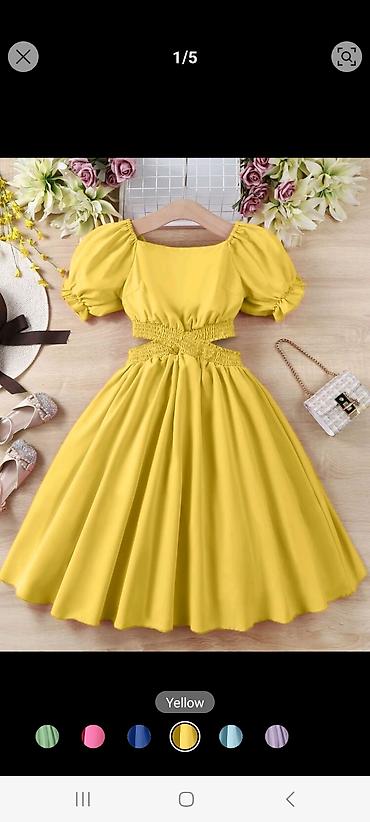 rengli sarlar: Məhsul: SHEIN Teen Girls Puff Sleeve Cut Out Waist Square Neck Dress — 2