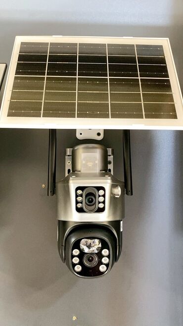 Səs gücləndiriciləri: Simsiz 4G sim kartl Solar ptz 2 kamera 360° 8mp/4K Çöl ṣəraiti ücün