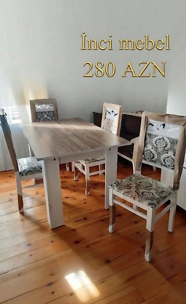 tek stolar: Qonaq otağı üçün, Yeni, Açılmayan, Dördbucaq masa, 4 stul — 1