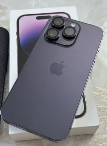 Apple iPhone: IPhone 14 Pro Max, Б/у, 256 ГБ, Deep Purple, Зарядное устройство, Защитное стекло, Чехол, 88 %