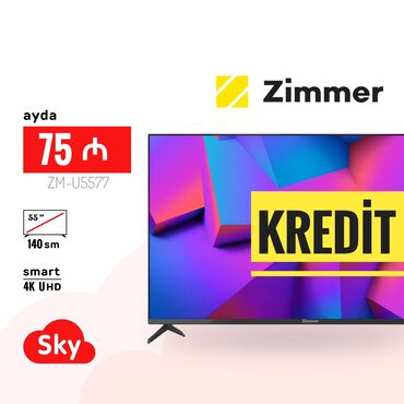 24 ekran smart tv: Yeni Televizor Zimmer 55" 4K (3840x2160), Pulsuz çatdırılma