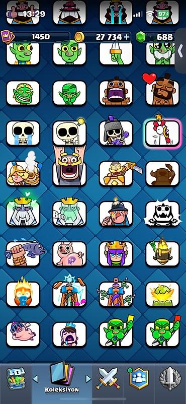 Digər kolleksiyalar: Clash Royale hesabı 11200+ kupa sahibdir 1500+ kolleksion lvl 12 — 9