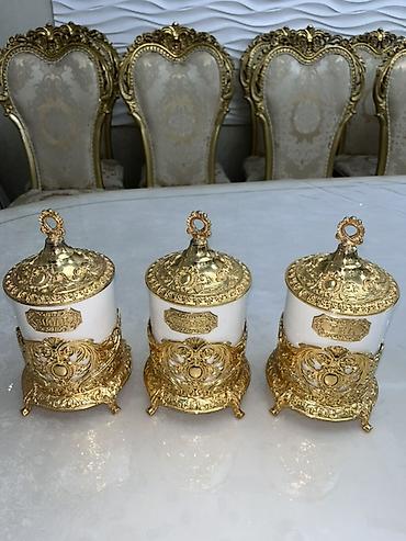 Набор из 3 роскошных банок для кухни в классическом барочном стиле. -