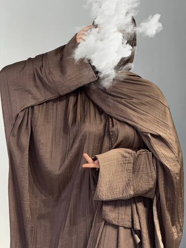 Повседневные платья: Абая с хиджабом из мягкой струящейся ткани с благородным сатиновым — 26