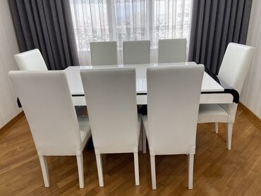 işlenmiş stol stullar: Qonaq otağı üçün, İşlənmiş, Açılan, Dördbucaq masa, 8 stul, İtaliya