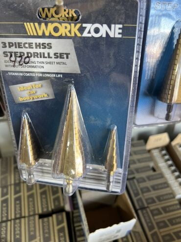 ремонт токарного станка: Набор из трех ступенчатых сверл Workzone HSS. Идеально подходит для