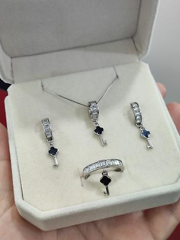 Серебряные наборы украшений: Серебряный Набор+ Цепочка Дизайн под Ванклиф Серебро 925 пробы — 9