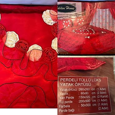 sadə pərdə modelləri: Yataq üçün Yeni rəng - Qırmızı Yataq örtüyü — 1