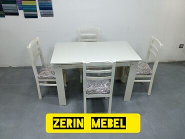 Masa və oturacaq dəstləri: Mətbəx üçün, Yeni, Dördbucaq masa, 4 stul — 6