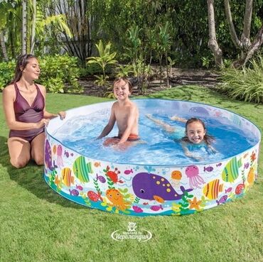 купить навес для бассейна: Детский бескаркасный не надувной цельный круглый бассейн INTEX Океан