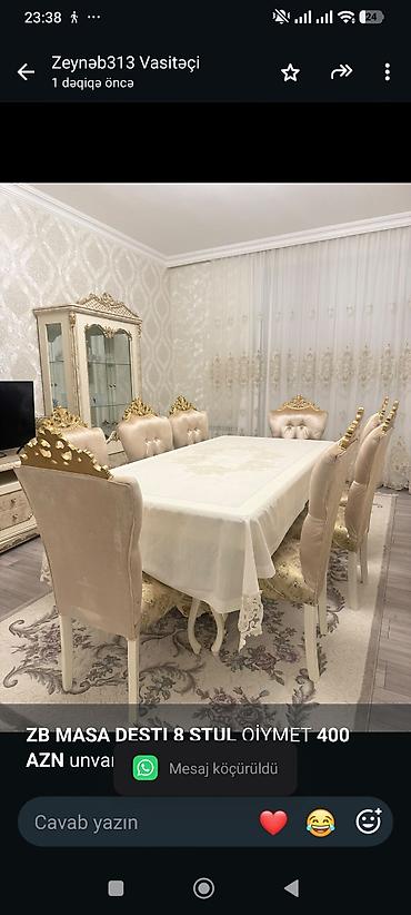 *ZB* *MASA DESTI 8 STUL* QİYMET *400 AZN* unvan Saray lalafo.az -da *ZB* *MASA DESTI 8 STUL* QİYMET *400 AZN* unvan Saray