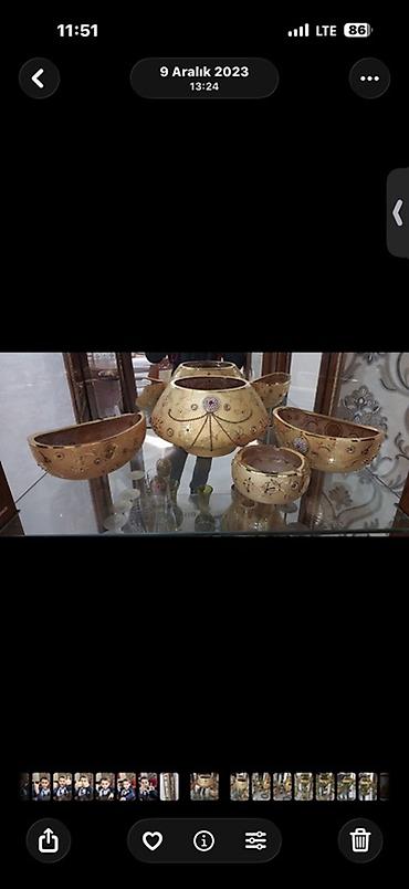 Dekorativ qablar dəsti - Material: metal əsaslı, qızılı tonlarda