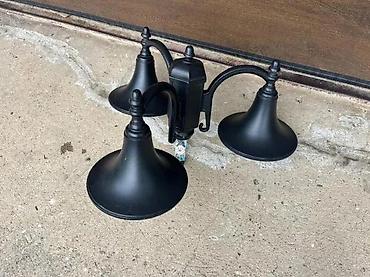 ormani za terase: Tročlana spoljašnja zidna rasveta – crna metalna lampa - Tip: zidna — 2