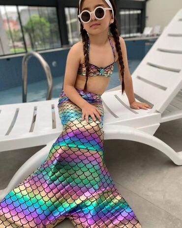 odeća za bebe devojčice: Trodelni sirena kupaći kostimi za devojčice uzrasta od 2 do 14, u