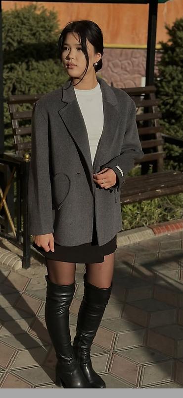 Пальто: Пальто, Классика, Осень-весна, Букле, Короткая модель, Оверсайз, M — 7
