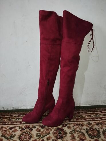 для обувь: Сапоги, 38.5, цвет - Красный