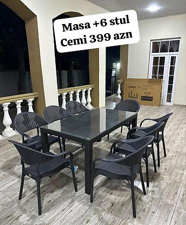 eyvan dolabı: Yeni, Dördbucaq masa, 6 stul, Qatlanan, Stullar ilə, Həsir toxunuşlu, Azərbaycan — 10