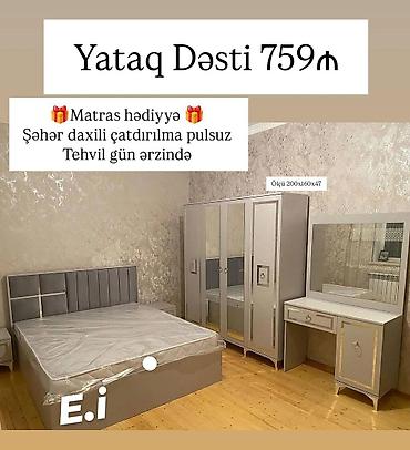 meqa mebel: *Yataq dəsti 759Azn💥* ✔️ Rəng seçimi var ✔️ Şəhər daxili Çatdırılma — 1