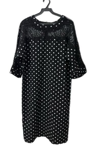 трикотажное платье для беременных: Новое платье в горошек с кружевной отделкой. Турция, размер 48, 3500