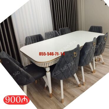 круглый стол на заказ: Qonaq otağı üçün, Yeni, 6 stul