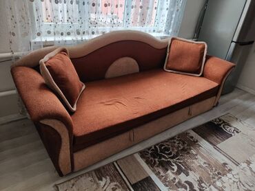 двухспальная мебель: Диван-кровать, цвет - Коричневый, Б/у