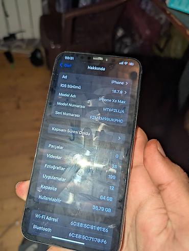 samsung t: IPhone Xs Max, 64 GB, Face ID, Simsiz şarj, Qırıq — 5