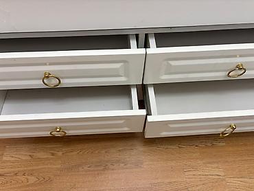 antik beşik: Ağ rəngli beşik-komod kombini - Material: MDF/laminat konstruksiya — 4