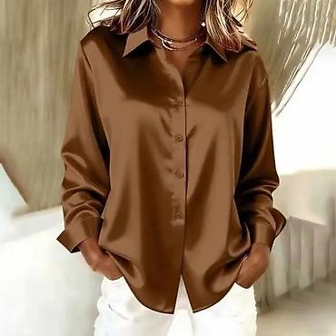 Košulje: Ženska satenska košulja na dugmad Od S do 3xl - Klasičan kroj sa — 3
