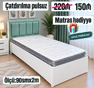 Tək nəfərlik çarpayı dəsti - Ölçü: 90 sm x 2 m - Rəng: ağ korpus