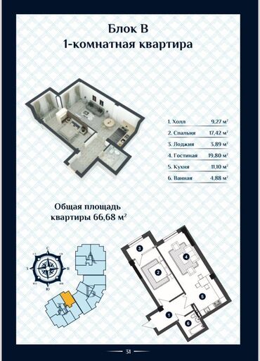 Продажа квартир: 2 комнаты, 69 м², Элитка, 16 этаж, ПСО (под самоотделку)