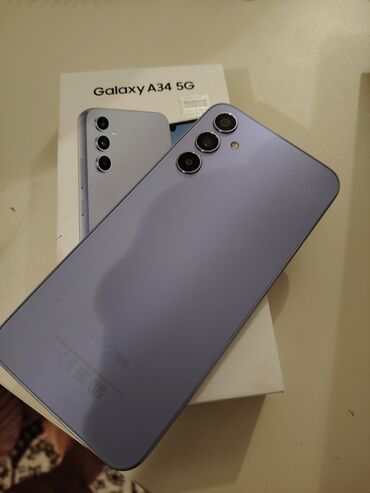 samsung not telefonlar: Samsung Galaxy A34 5G, 128 GB, rəng - Bənövşəyi