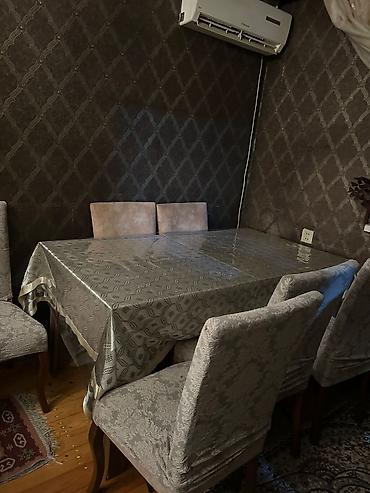 gence stol: Yemək otağı üçün masa və 6 ədəd stul dəsti. - Masa: düzbucaqlı forma — 1