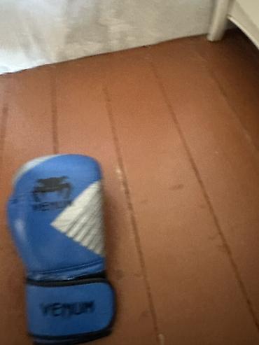 Перчатки: Набор для бокса/единоборств в синем цвете: - Перчатки Venum, вес 12 — 8