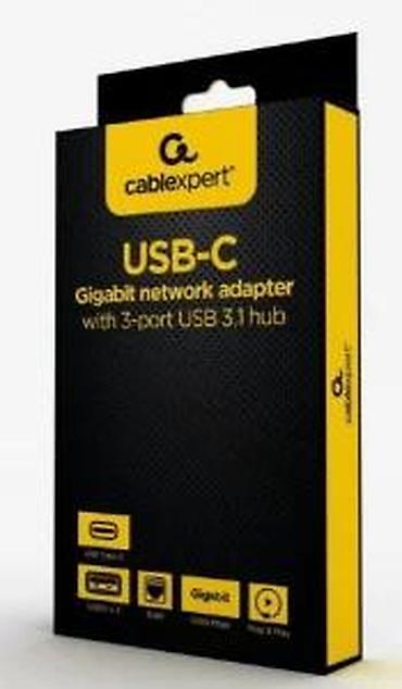 Druga oprema za računare i laptopove: Cablexpert USB‑C gigabit mrežni adapter sa USB 3.1 hubom (3 porta) — 9