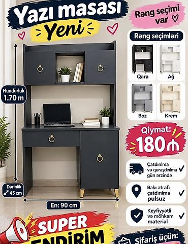 mebel skaflar: Yazı masası – Yeni model Ölçülər: - Hündürlük: 1.70 m - En: 90 sm - — 1