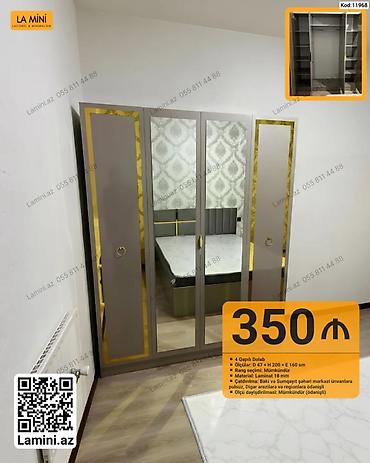 Dolablar: Məhsul: 4 qapılı şkaf (Kod: 11968) - Ölçülər: Dərinlik 47 sm x — 1