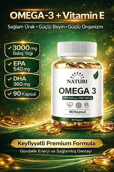 vitera d3 qiyməti: NATURI OMEGA-3 + Vitamin E – keyfiyyətli premium formula — 1