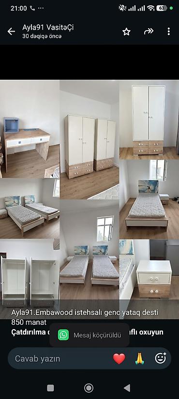 Ayla91.Embawood istehsalı genc yataq desti 850 manat *Çatdırılma