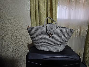 Çantalar: Toxunma böyük çanta – boz rəng - Material: qalın toxunma ipi — 3