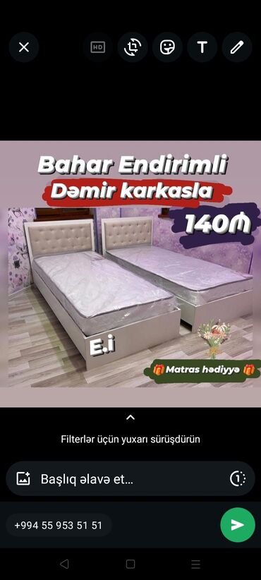 tek kravat islenmis: Yeni, Təknəfərlik çarpayı, Matras ilə