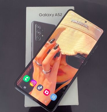 mabil nömreler: Samsung Galaxy A52, 128 GB, rəng - Qara, Barmaq izi, İki sim kartlı, Face ID