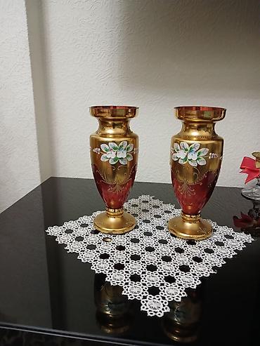 kibrit qutusu: Qızılı-dekorlu bədii şüşə dəst - 6 ədəd ayaqlı bokal: armudformalı — 3